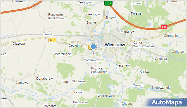 mapa Święty Roch, Święty Roch gmina Wieruszów na mapie Targeo